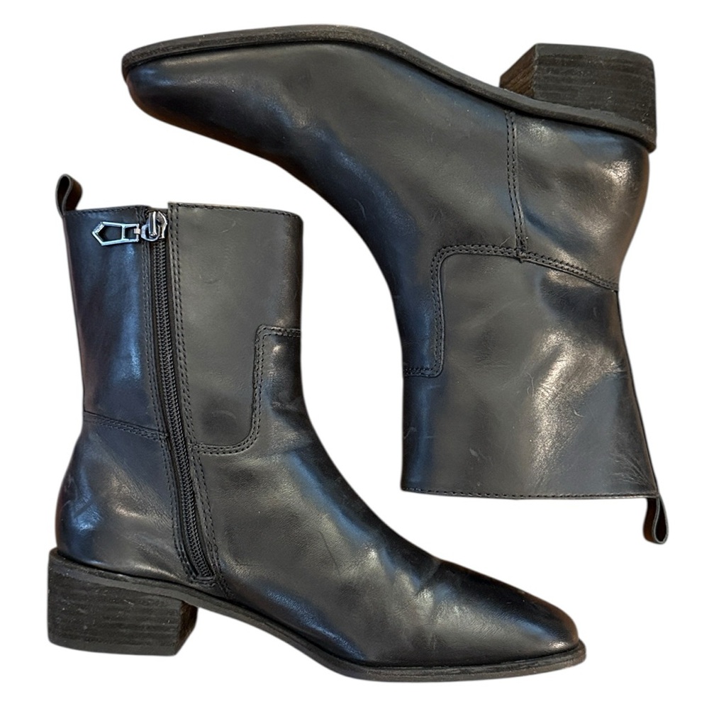 Botkier Ramona Black Leather Ankle Boot Side Zip Low Block Heel Brazil-Made 7.5 - Picture 5 of 16